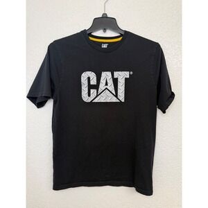 CAT Caterpillar Logo T Shirt Black Men's‎ Size Large Short Sleeve Cotton